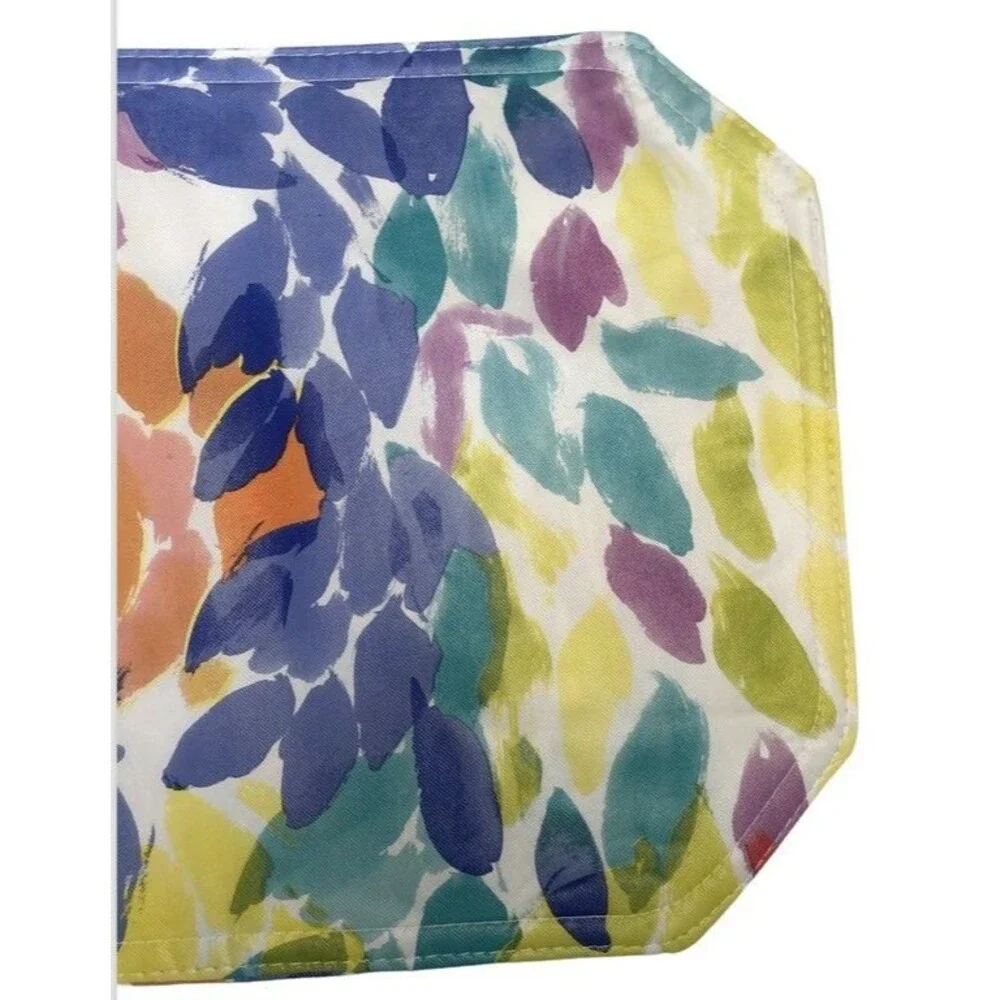 Rainbow Leaves Vinyl Placemats Set of 4 Reversible 12x18 Indoor Outdoor Beach